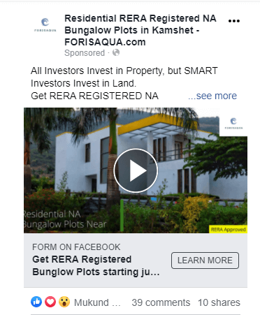 residential na plot forisaqua.com fb ads - Forisaqua Facebook ads 1 - Residential NA Plot Forisaqua.com FB Ads